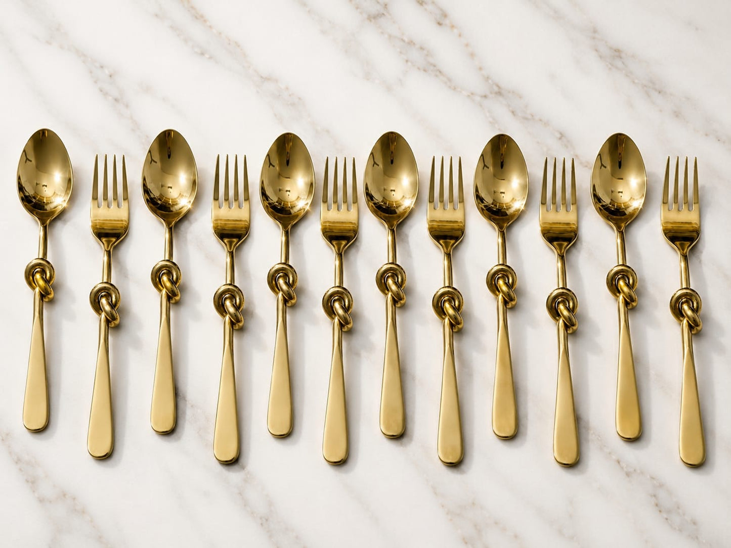 Gold knot cutlery set of 12