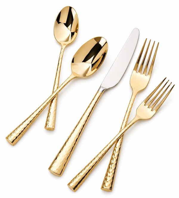 Gold hammered dinner set
