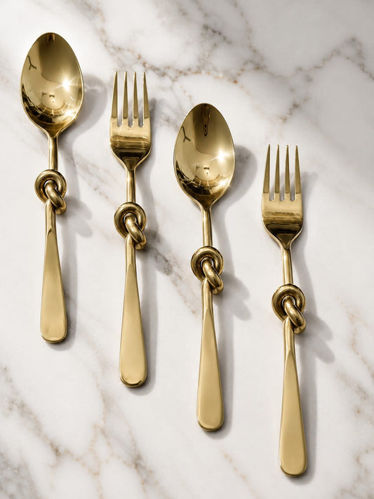 Gold knot cutlery set of 12