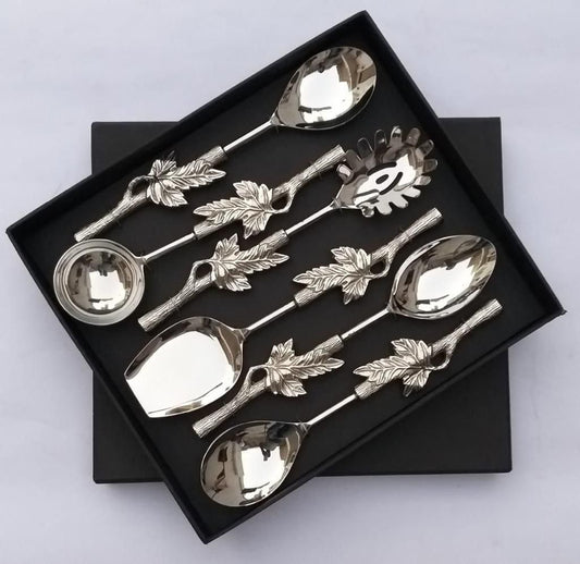 Aluminium leaf serving set