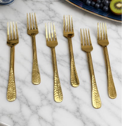 PVD hammered fork set